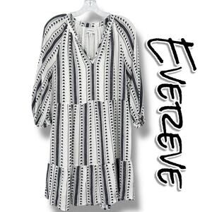 Evereve Carolina Black & Ivory Aztec Stripe Tiered Mini Dress Womens Size XS
